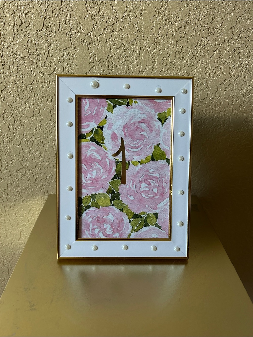 1- 11 White and Gold Floral Numbered Table Frame